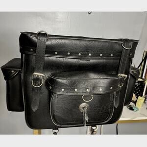 All American Rider Motorcycle Saddlebags – Black Leather – Heavy Duty